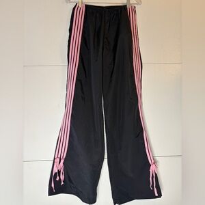 Black Warmups -Track Pants with Pink Side Tie Gorpcore  2025trend Ladcore SZ S